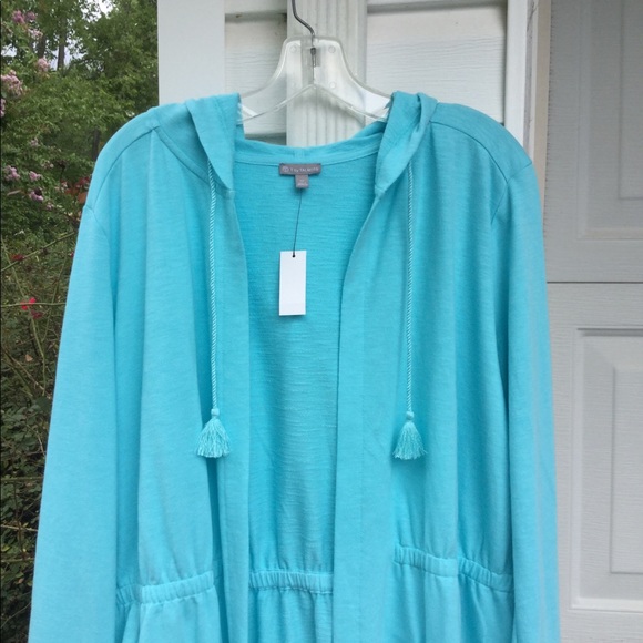 NWT Talbots Cute Turquoise Hooded Fly-away Jacket - Picture 2 of 6
